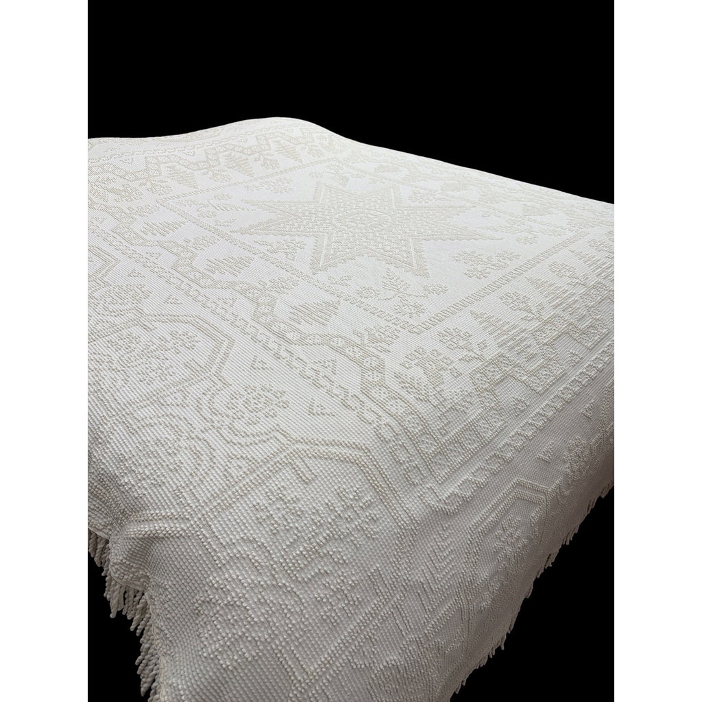 Vintage Candlewick Bedspread 100% Cotton Star Medallion Full Queen 88 x 104 – additional view 8