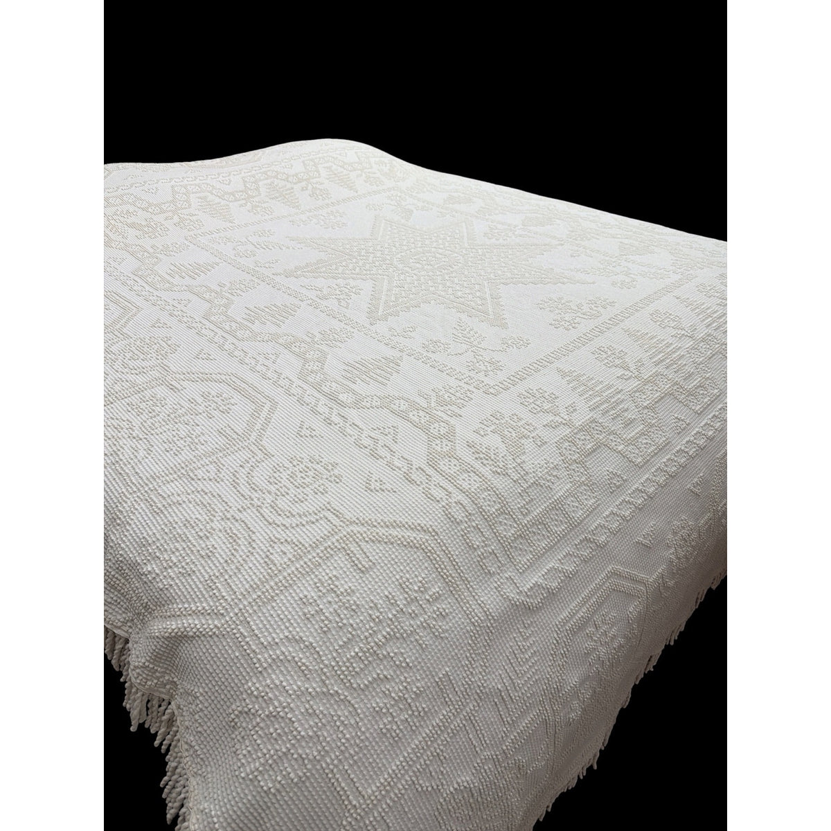 Vintage Candlewick Bedspread 100% Cotton Star Medallion Full Queen 88 x 104 – additional view 8