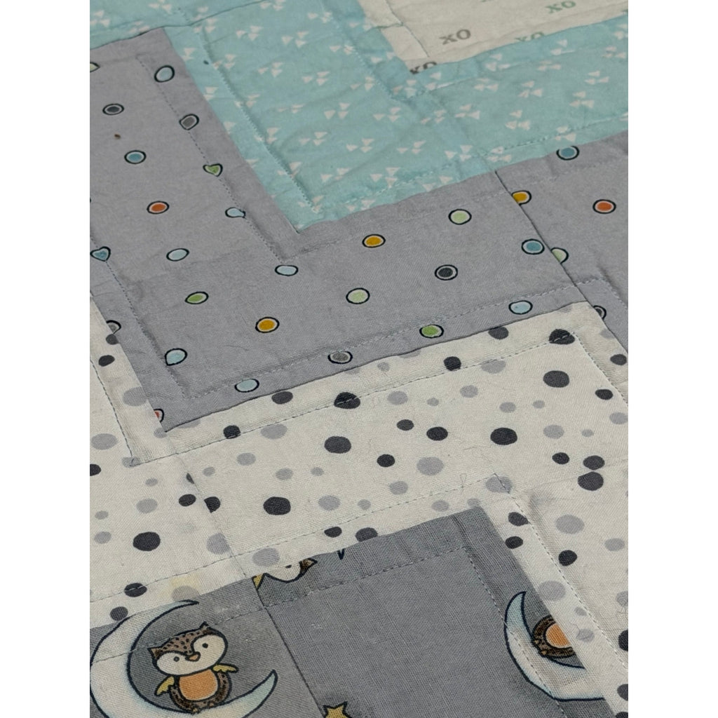Handmade Baby Quilt 38x50 Llama Flannel Back Chevron Cotton Nursery Blanket