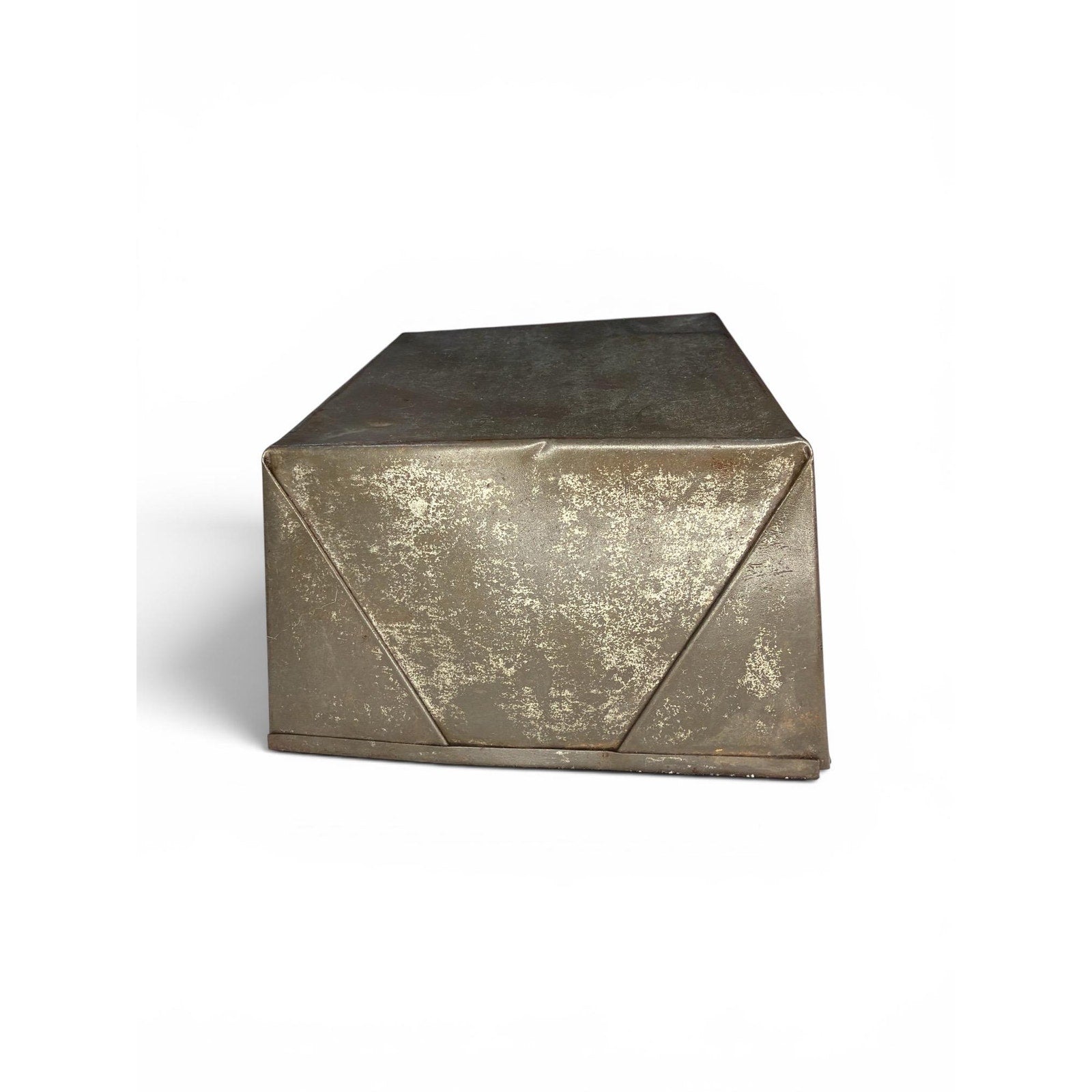 Primitive Metal Bin Vintage Folded Steel Container Rustic Farmhouse Storage