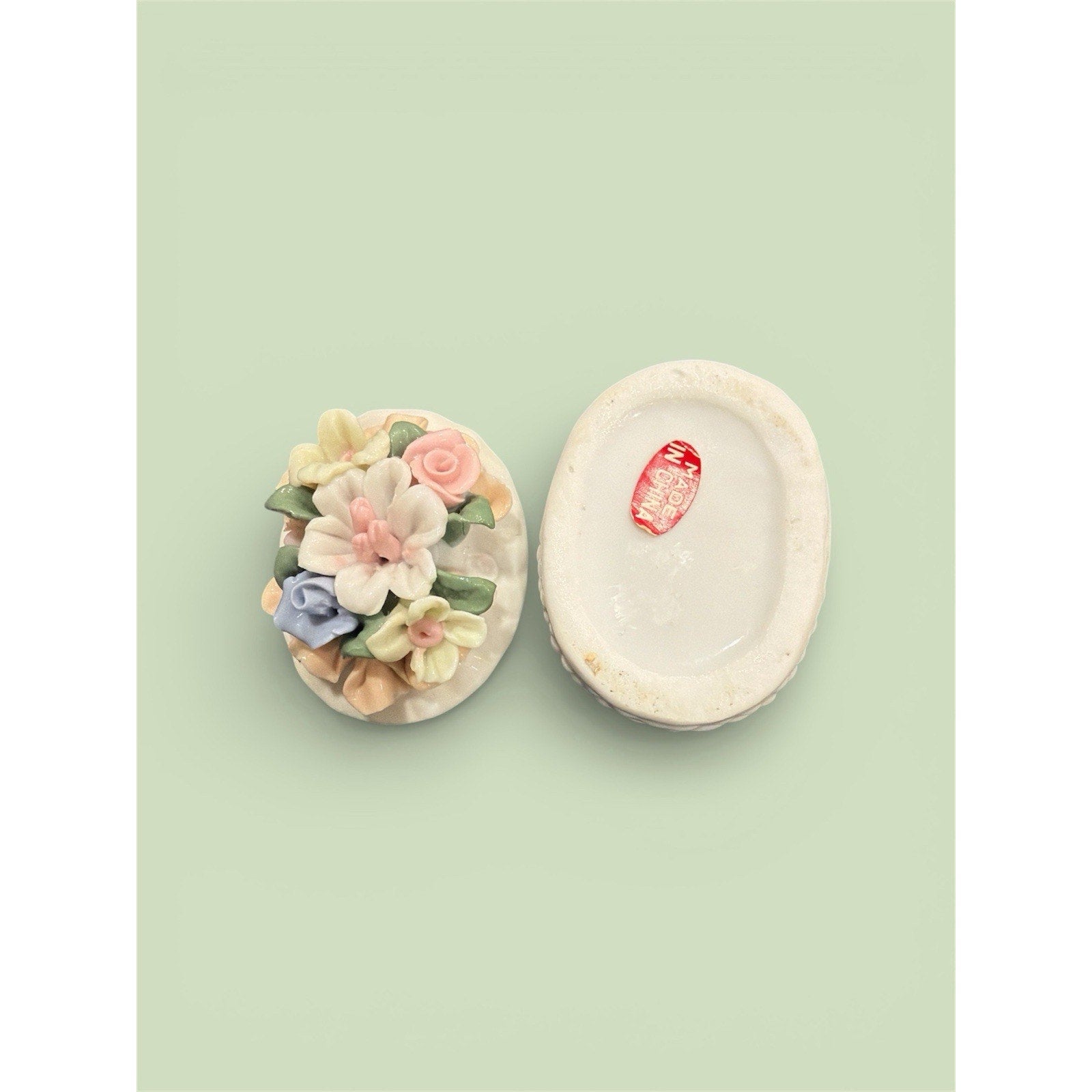 Whispered Vows — Vintage Floral Porcelain Trinket Box Keepsake for Love Stories