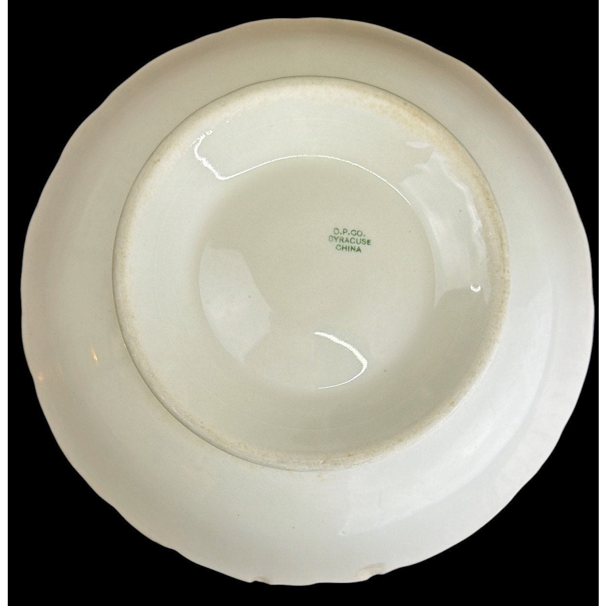 Antique O.P. Co. Syracuse China Ironstone Serving Bowl Chippy White Farmhouse