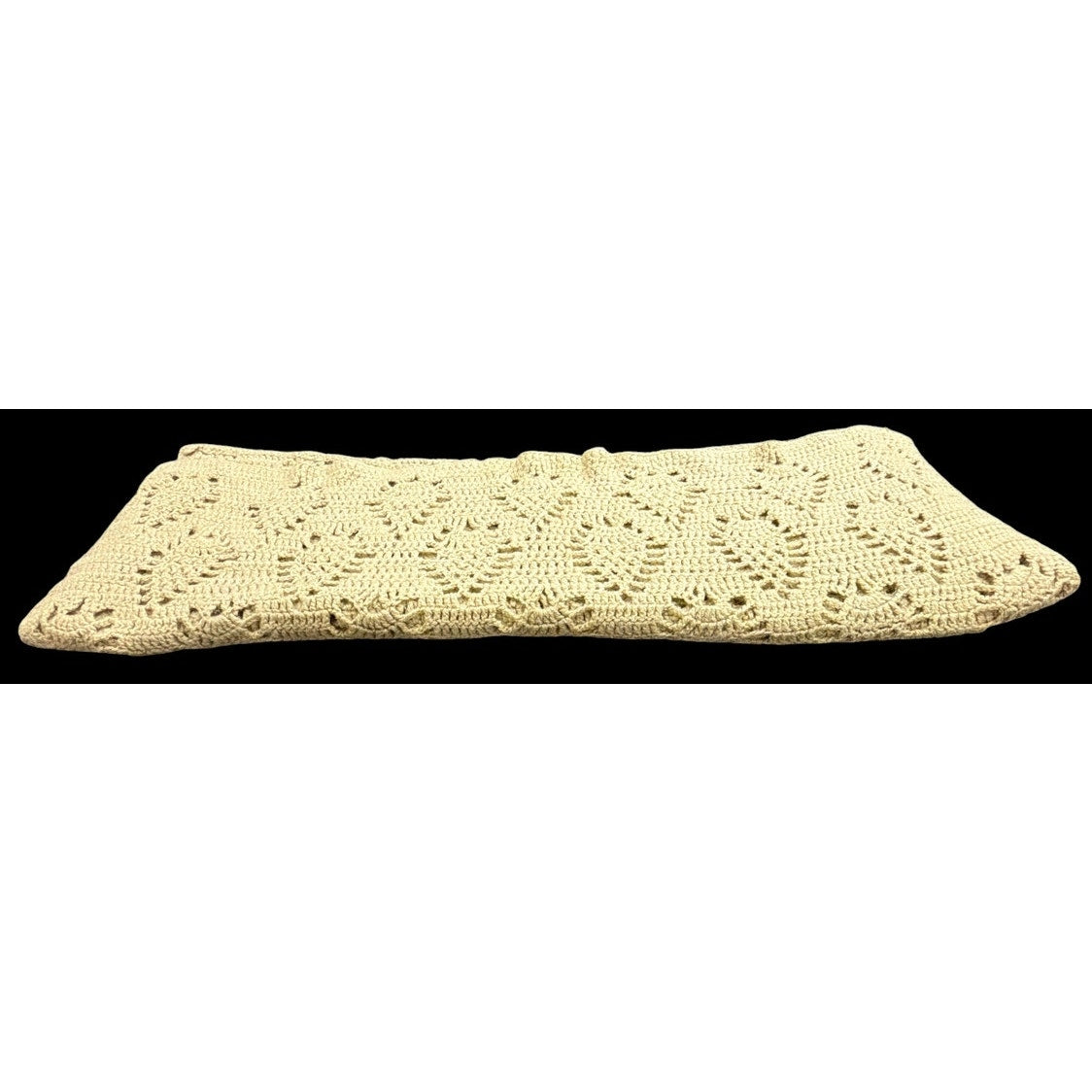 Handmade Crochet Afghan Taupe Pineapple Lace Throw Blanket 46 x 60 – additional view 3