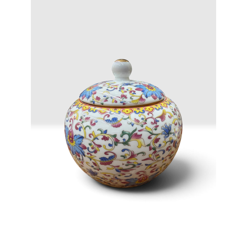 Chinese Style Famille Rose Porcelain Ginger Jar Copper Screw Lid 6 Inch – additional view 2