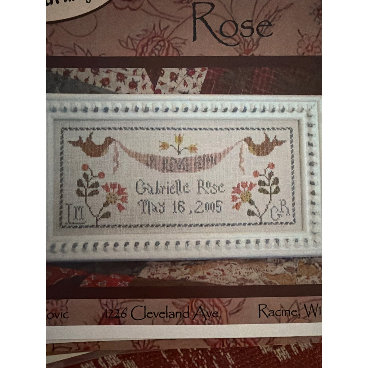 La-D-Da Gabrielle Rose Cross Stitch Floral Sampler NOS