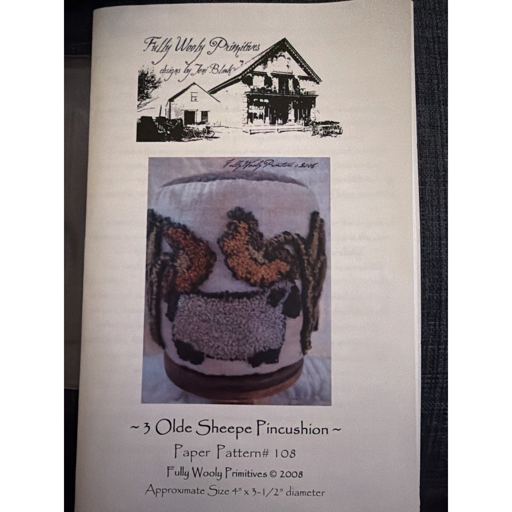Fully Wooly Primitives Pattern 108 3 Olde Sheepe Pincushion Jan Black NOS