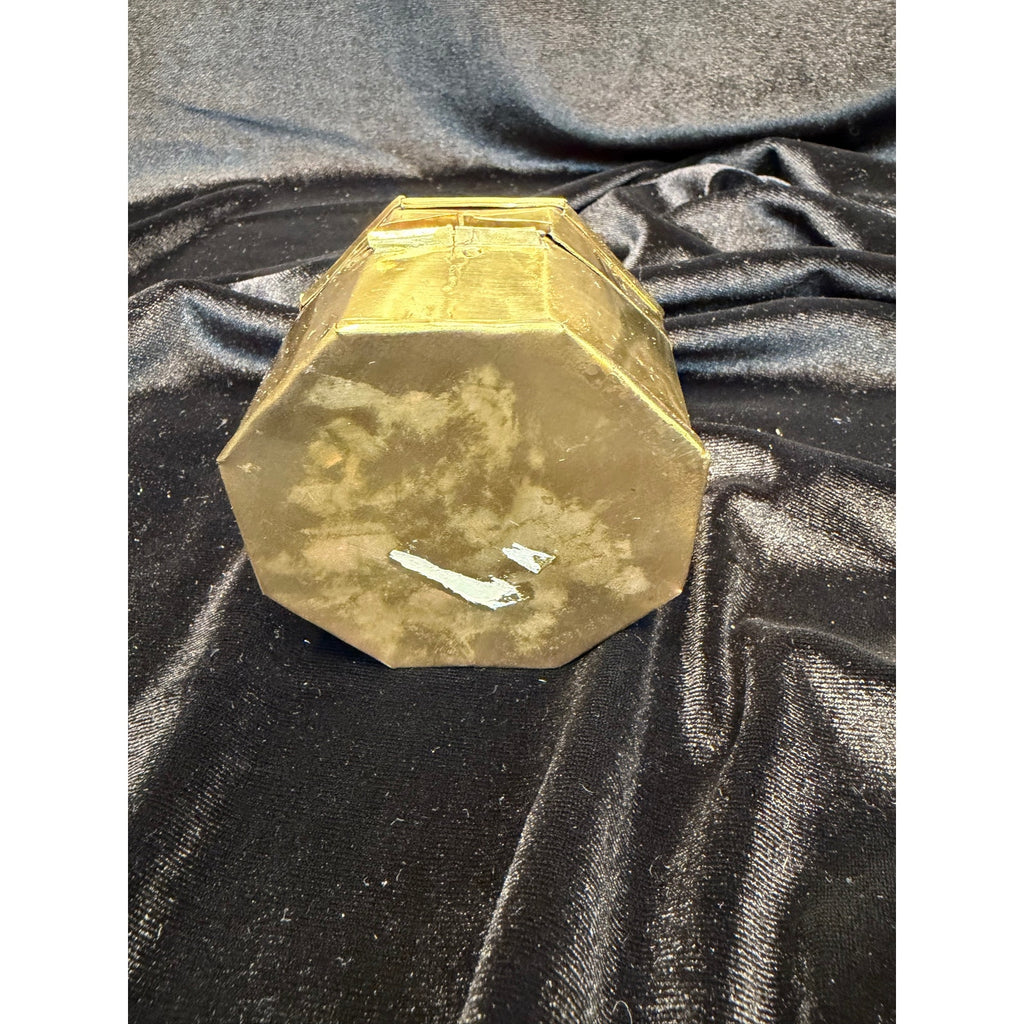 Vintage Brass Butterfly Trinket Box Octagonal Hinged Jewelry Keepsake Box