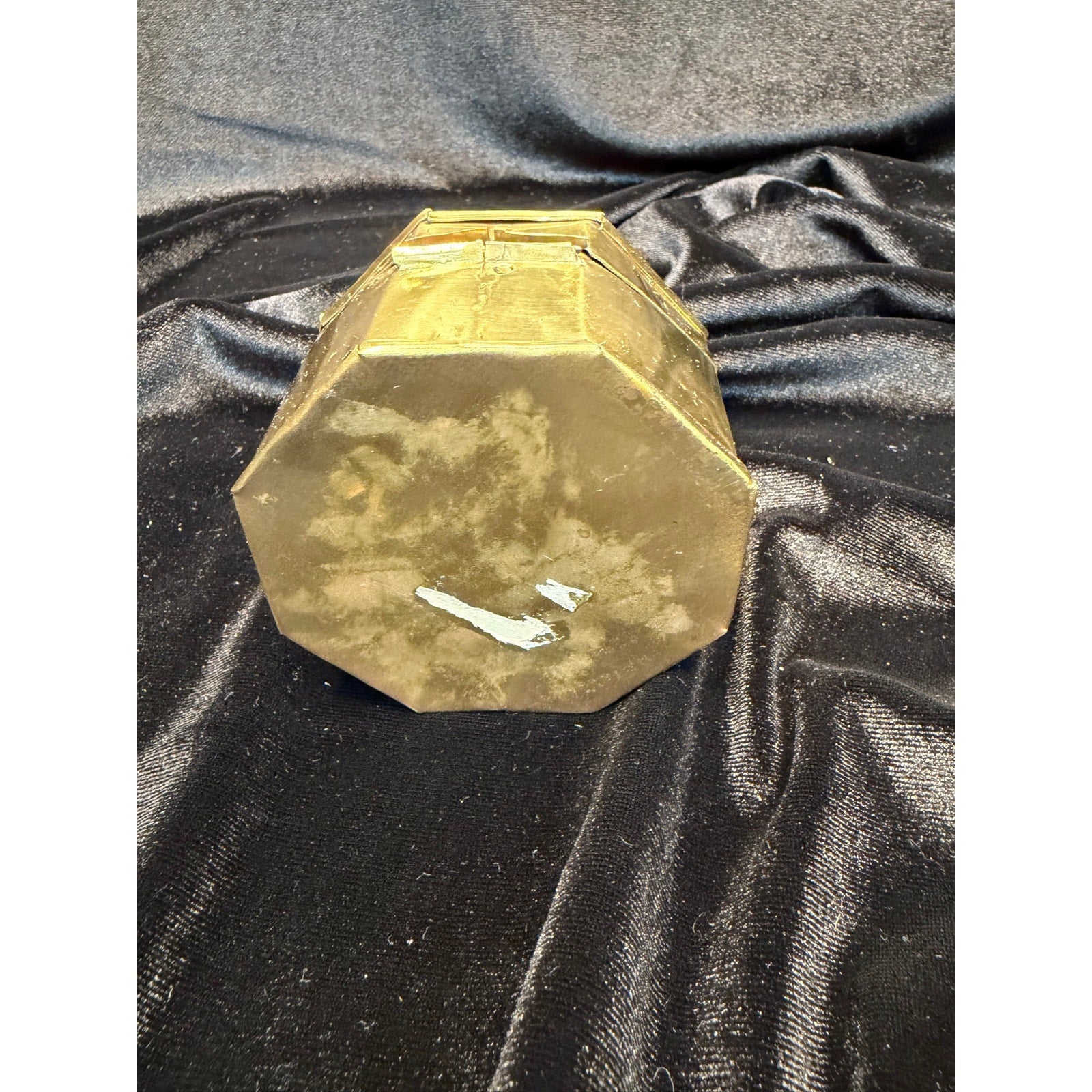 Vintage Brass Butterfly Trinket Box Octagonal Hinged Jewelry Keepsake Box