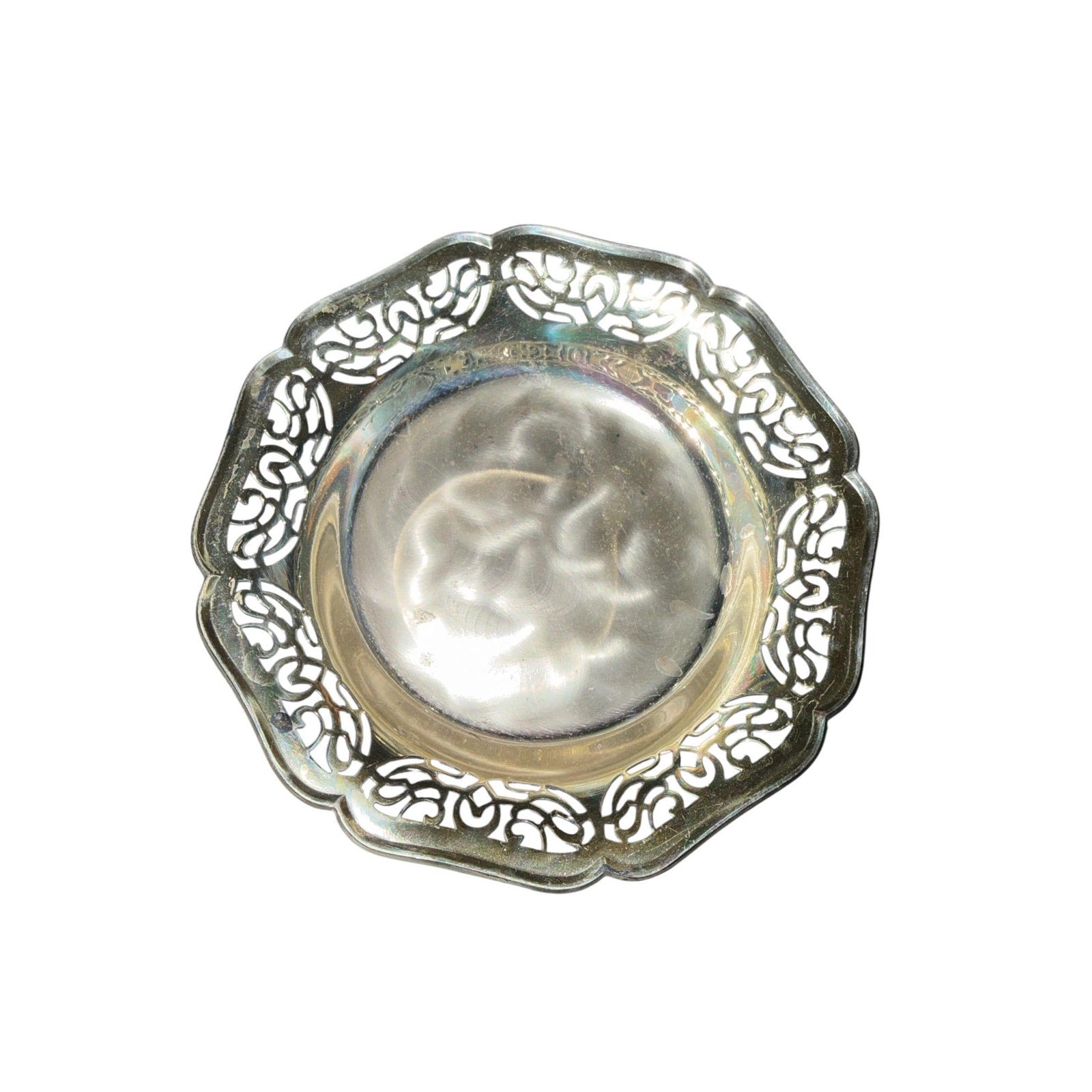 Vintage Silver Filigree Bowl Jewelry Dish Vanity Ring Holder Trinket Dish Bridal Bathroom Decor