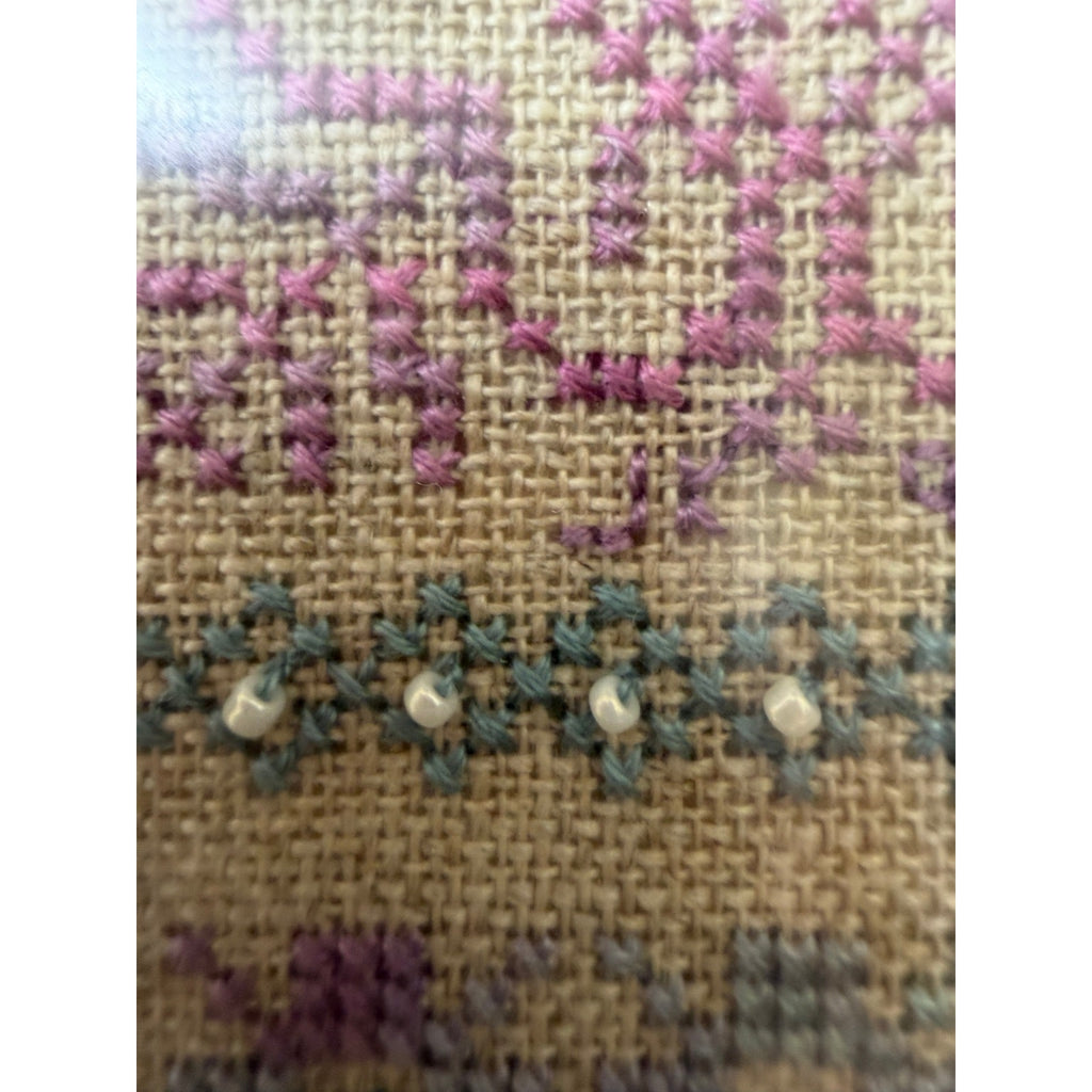 Vintage Earth Threads Morning Light Sampler Cross Stitch Beaded Framed – additional view 8