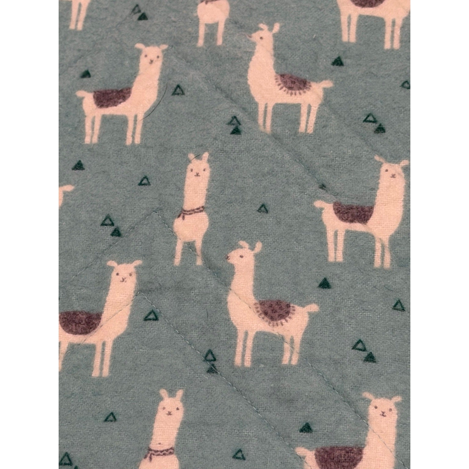 Handmade Baby Quilt 38x50 Llama Flannel Back Chevron Cotton Nursery Blanket