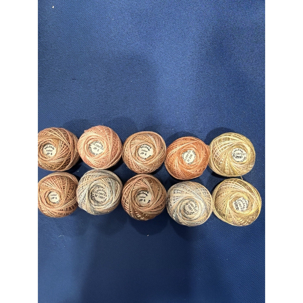 Valdani Pearl Cotton Honeyed Rosewood Heirloom 10 Ball Thread Collection