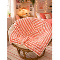 Handmade Crochet Afghan Dark Peach White Vintage Square Throw 50 x 50 – main view