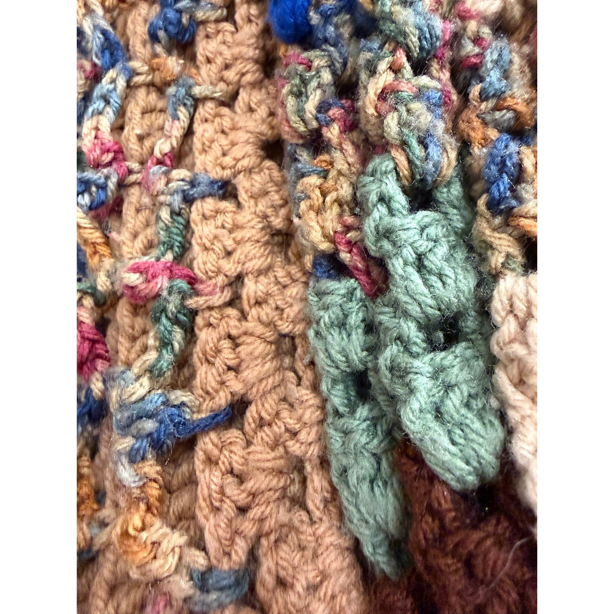 Handmade Crochet Afghan Blanket Sage Cobalt Earth Tones 62 x 62 – additional view 11