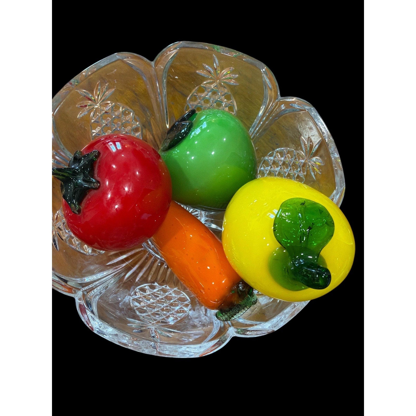 Vintage Pressed Glass Pedestal Fruit Bowl Set, Italian Tuscan Kitchen Decor