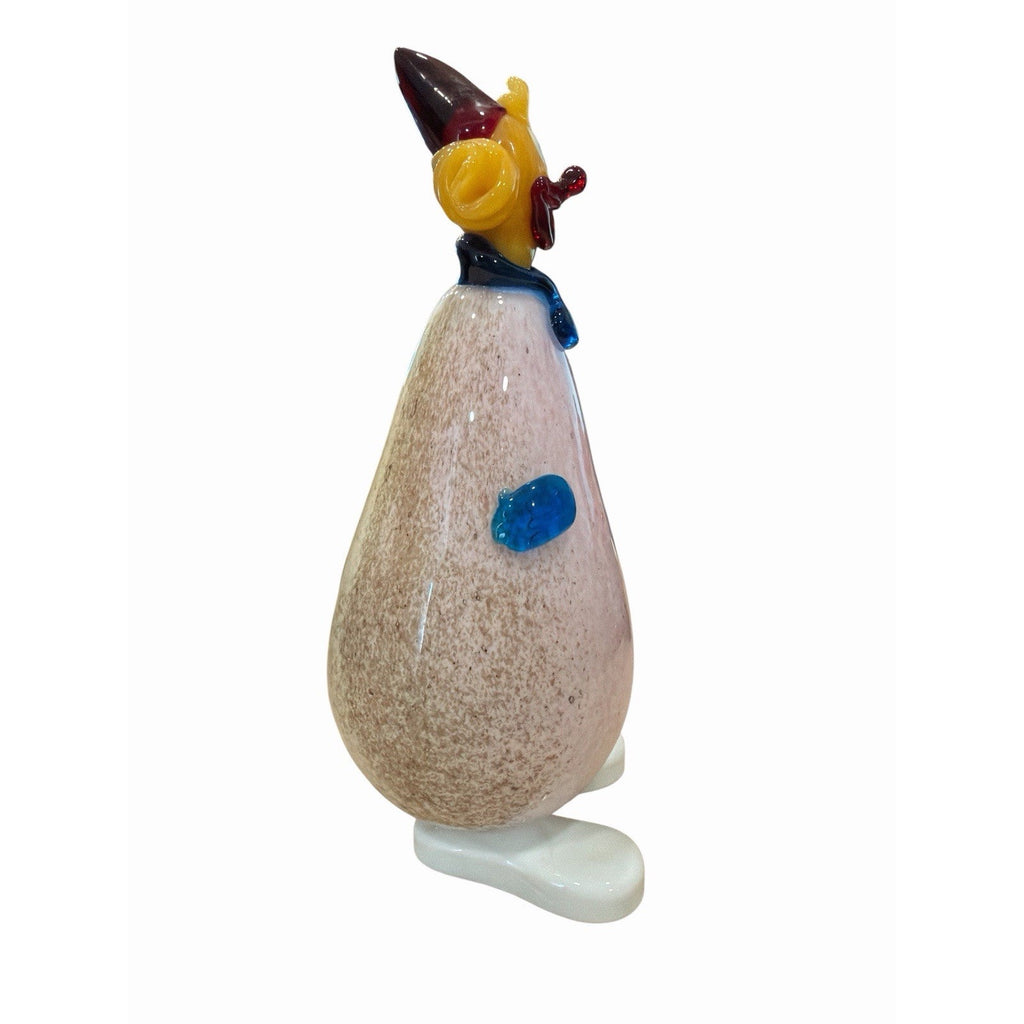 Vintage Italian Art Glass Clown Figurine Pink Blue Original Serouya Label 9.5"