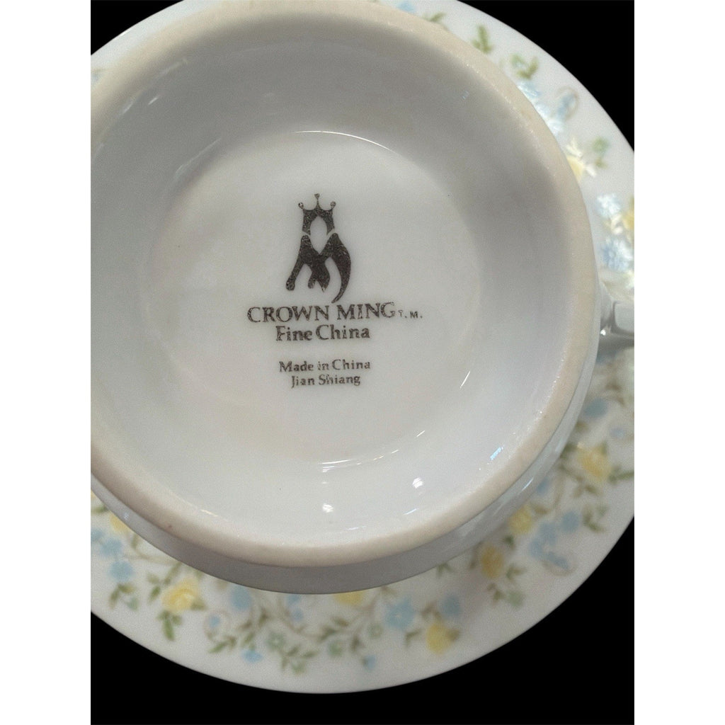 Crown Ming Jian Shiang Fine China Tea Cups & Saucers 13 Pc Tea Set