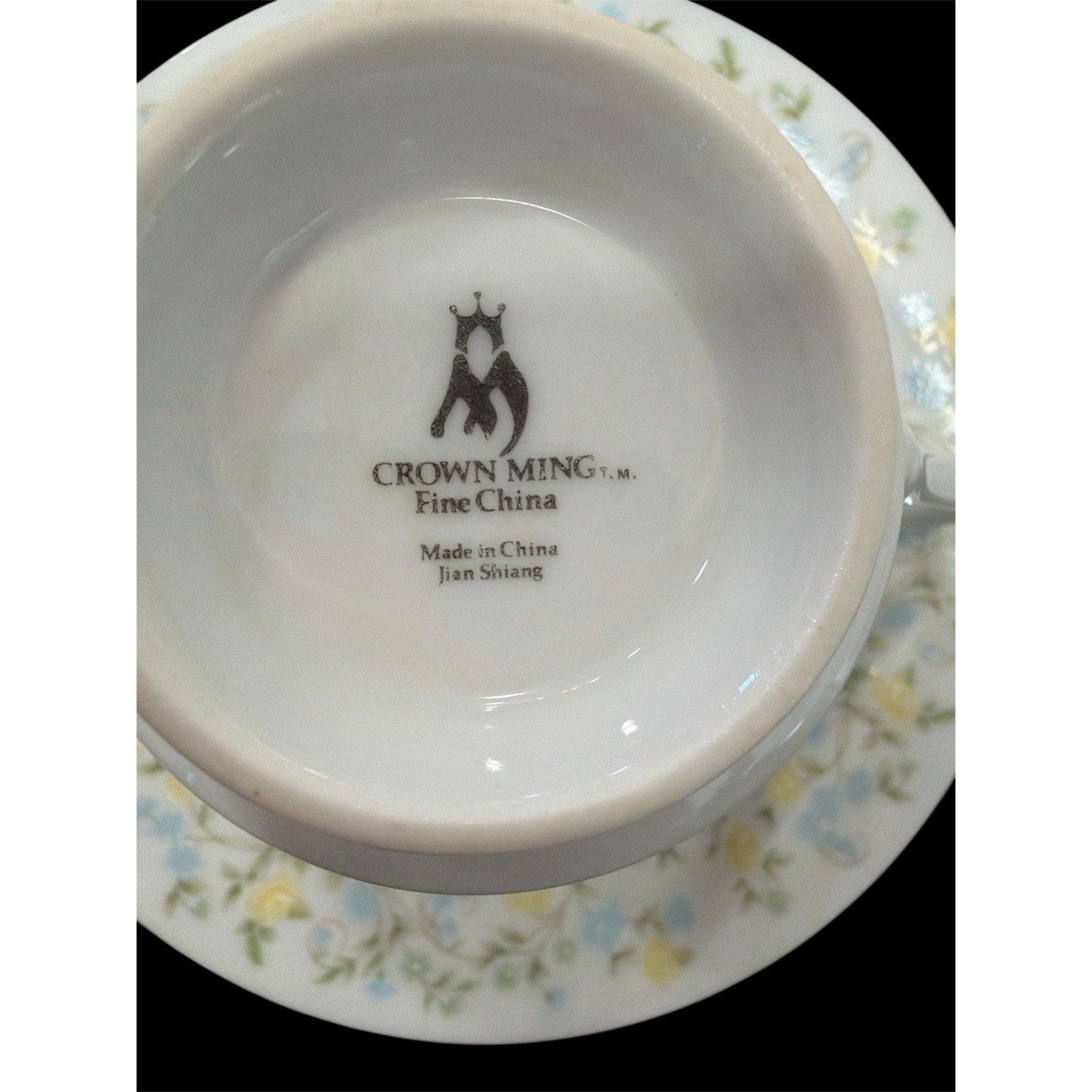 Crown Ming Jian Shiang Fine China Tea Cups & Saucers 13 Pc Tea Set