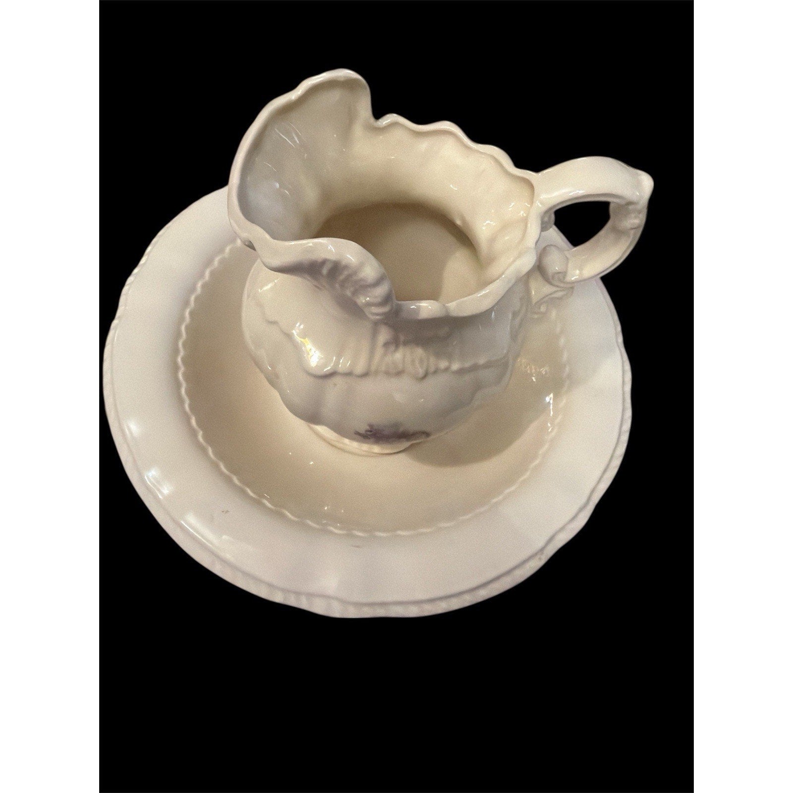 Vintage Arnel’s Pitcher and Basin Set Ivory Purple Floral USA Cottage Decor