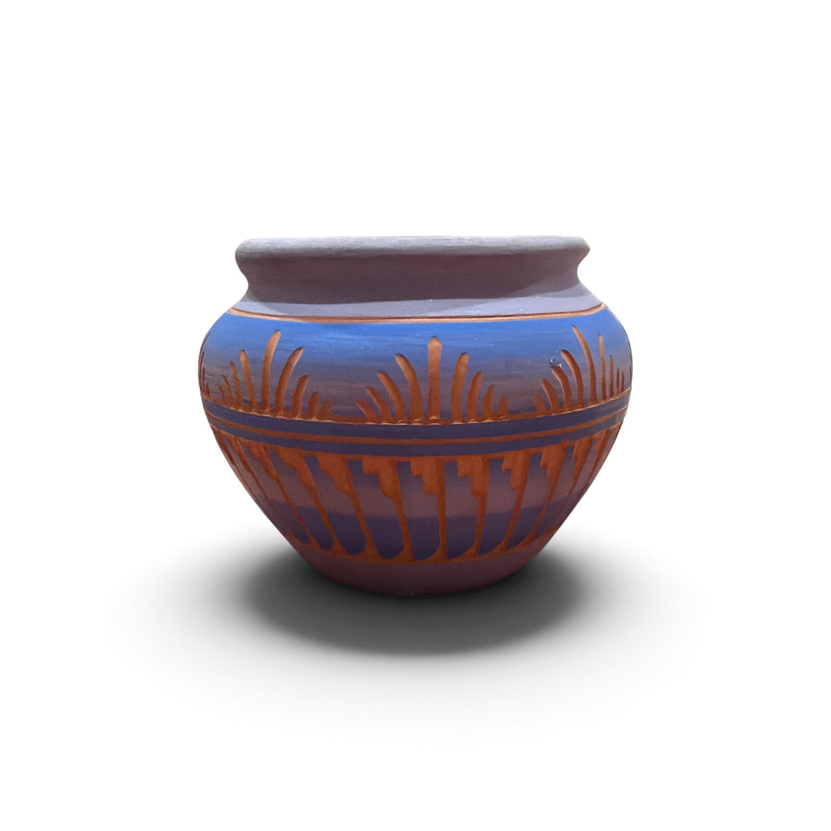 R. Largo Navajo Pottery Miniature Bowl Blue Terracotta Signed 3"