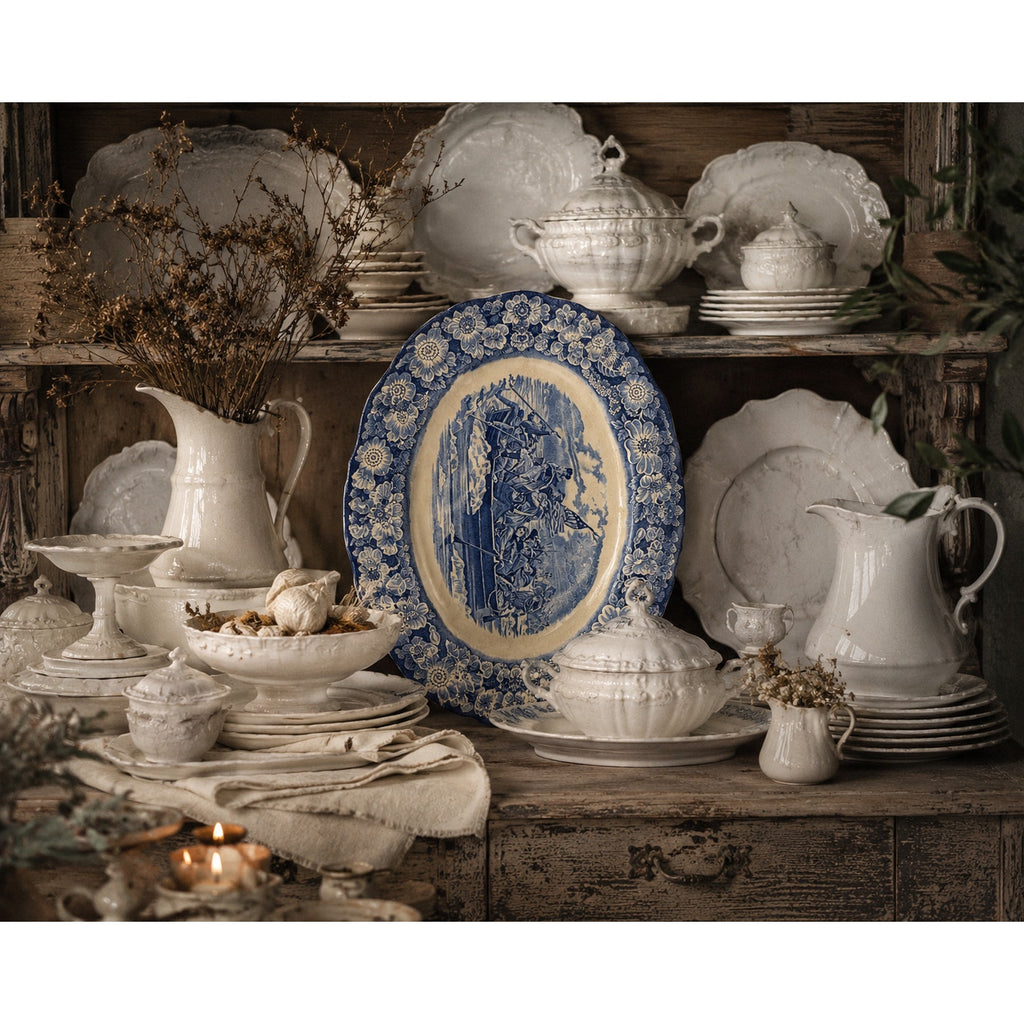 Liberty Blue Ironstone Platter Washington Crossing Delaware 14" Staffordshire – main view