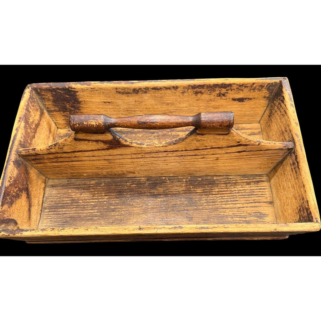 Antique Primitive Wooden Make Do Tote Handmade Farmhouse Gathering Box