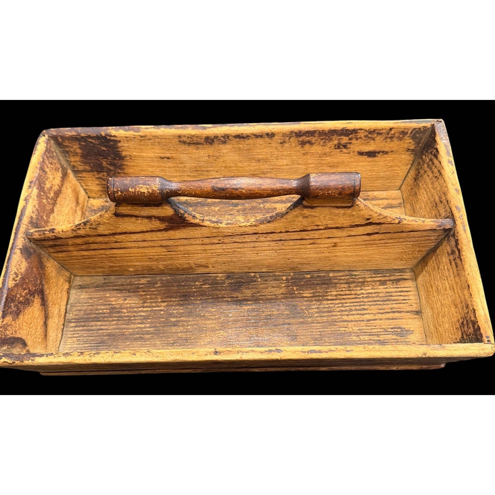 Antique Primitive Wooden Make Do Tote Handmade Farmhouse Gathering Box