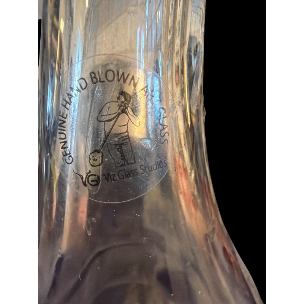 Hand Blown Glass Hanging Terrarium Blue Art Glass Planter Lantern 18”