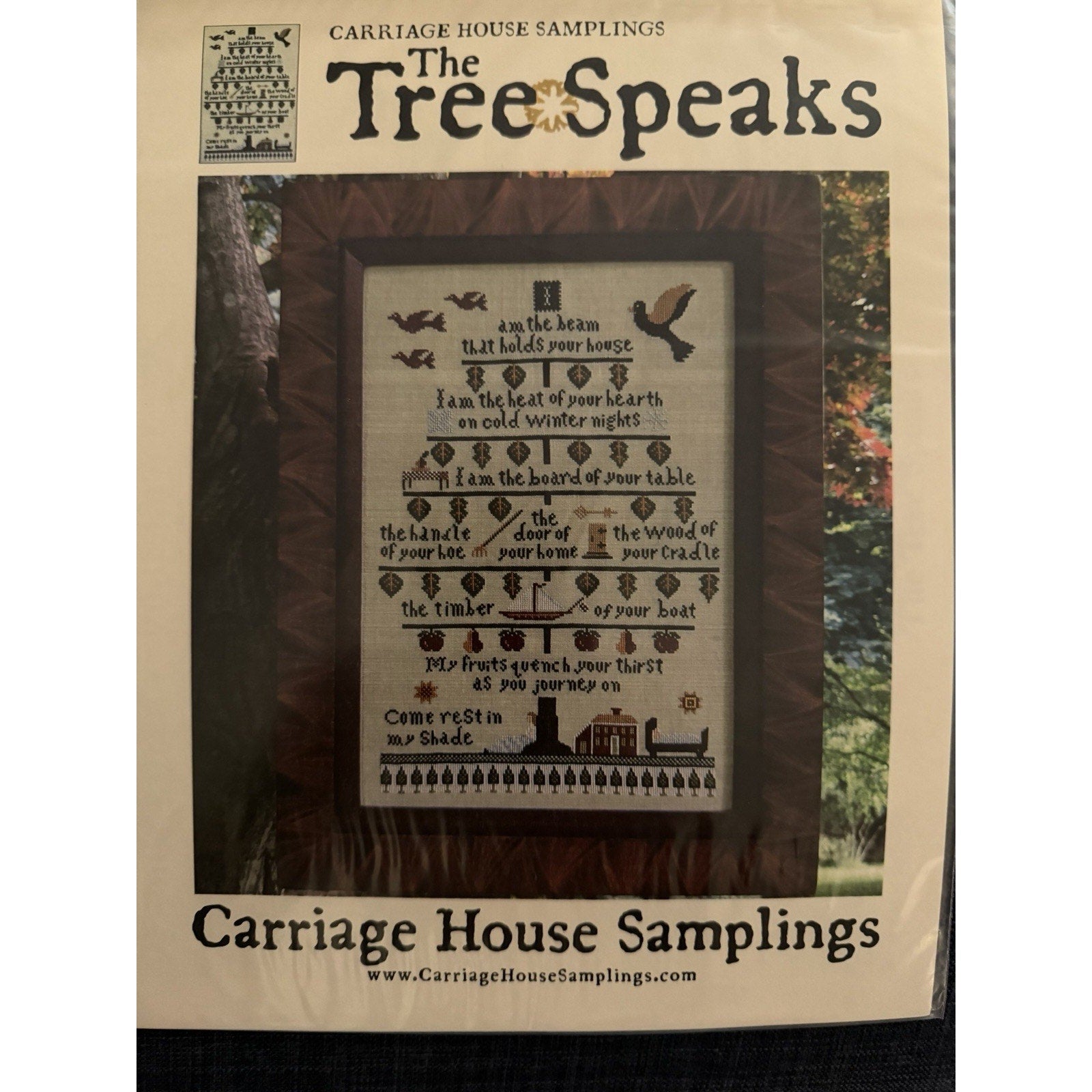 Carriage House Samplings THE TREE SPEAKS Sampler Cross Stitch Pattern Verse