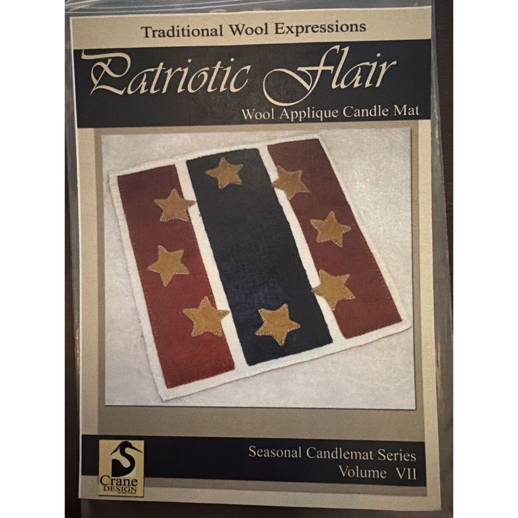 Patriotic Flair Wool Applique Candle Mat Pattern Crane Design Candlemat Vol VII