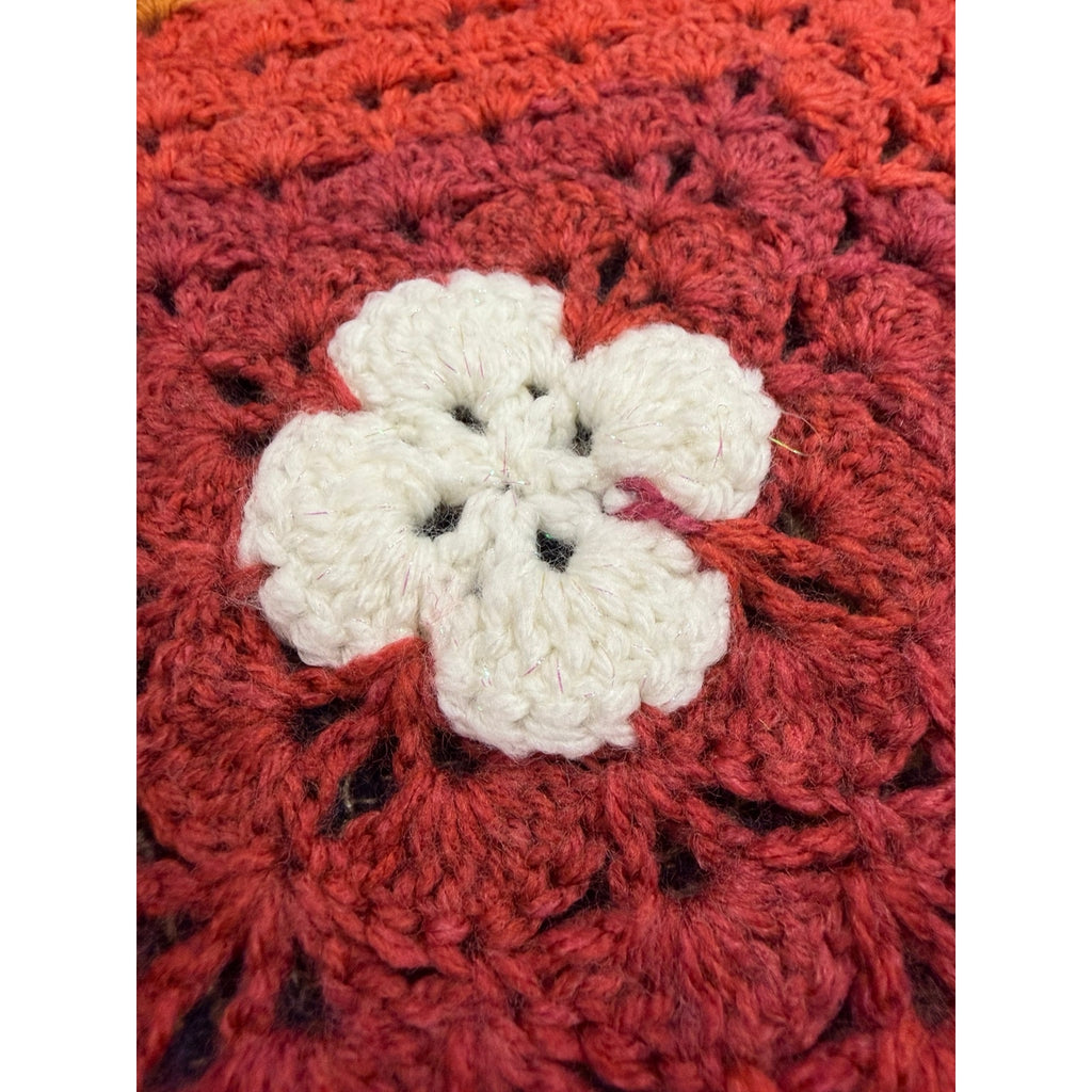 Handmade Crochet Lapghan Autumn Kaleidoscope Multicolor Square Throw 39"