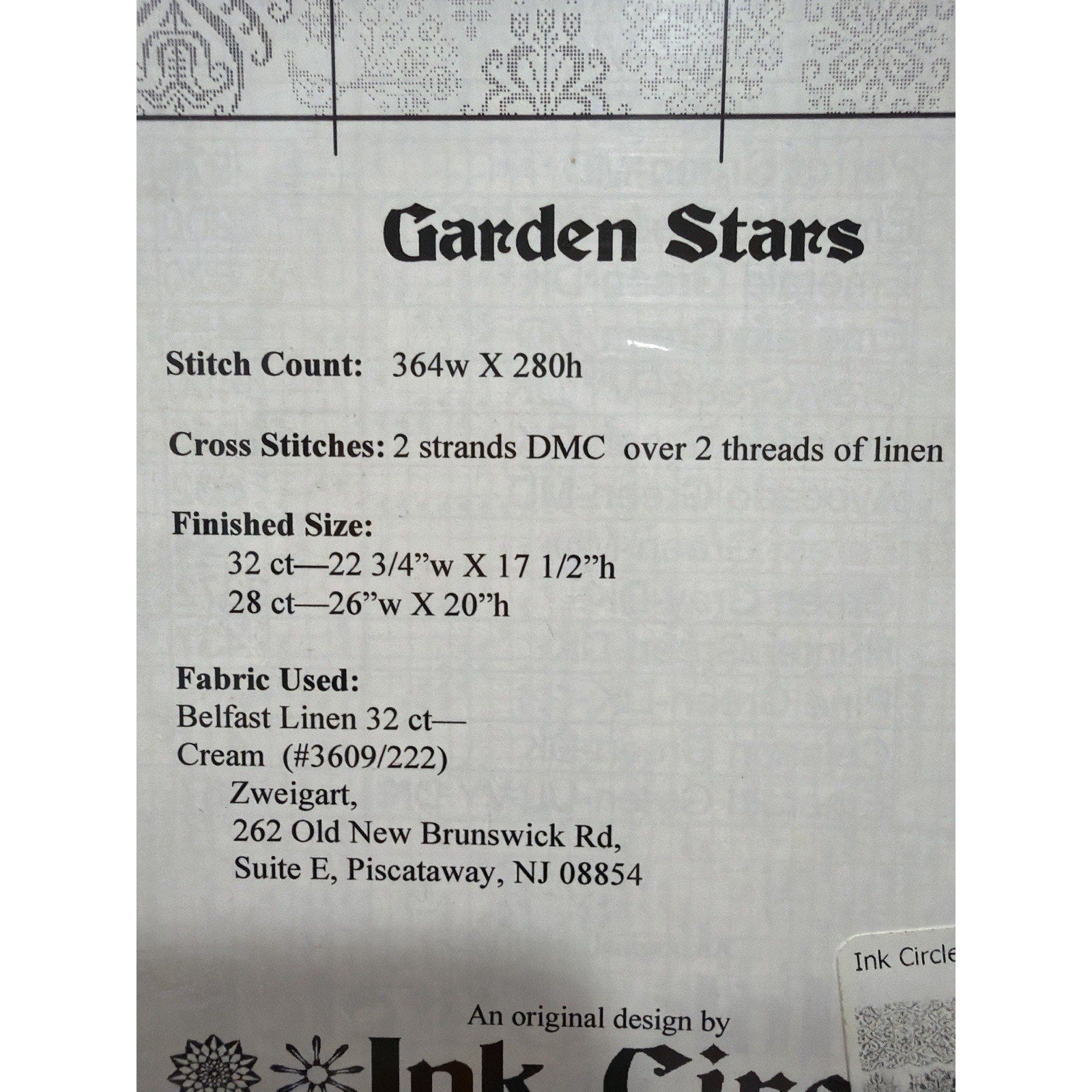 INK CIRCLES Garden Stars S3 Cross Stitch Pattern Large Sampler