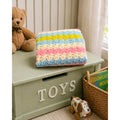 Vintage Hand Crocheted Baby Blanket Pastel Pink Blue Yellow Handmade
