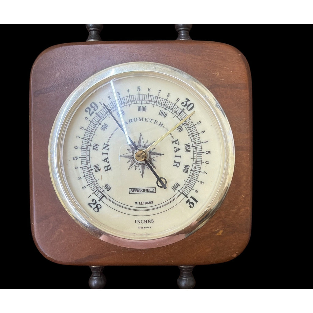 Vintage Springfield Weather Station Wood Barometer Thermometer Hygrometer USA – additional view 5