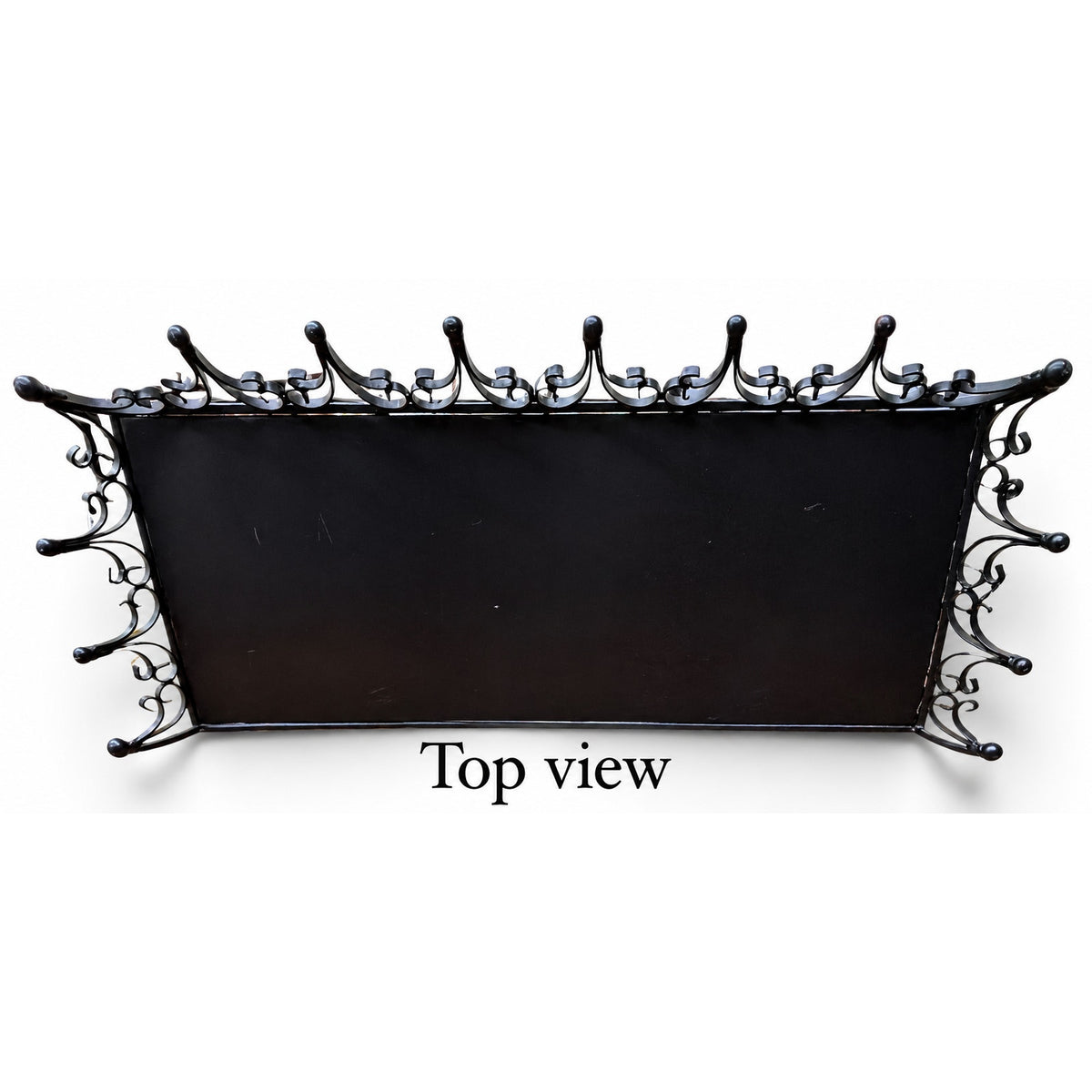 Vintage Wrought Iron Wall Shelf Ornate Scrollwork Black Metal 21 Inch