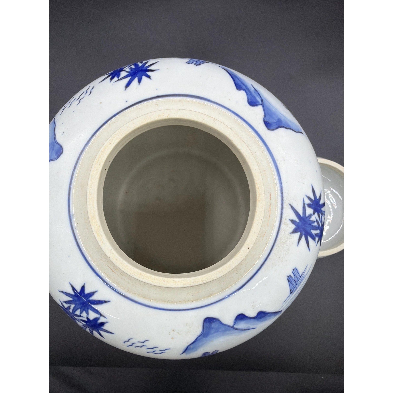 Large Vintage Blue White Chinoiserie Ginger Jar – 10 Landscape Vase