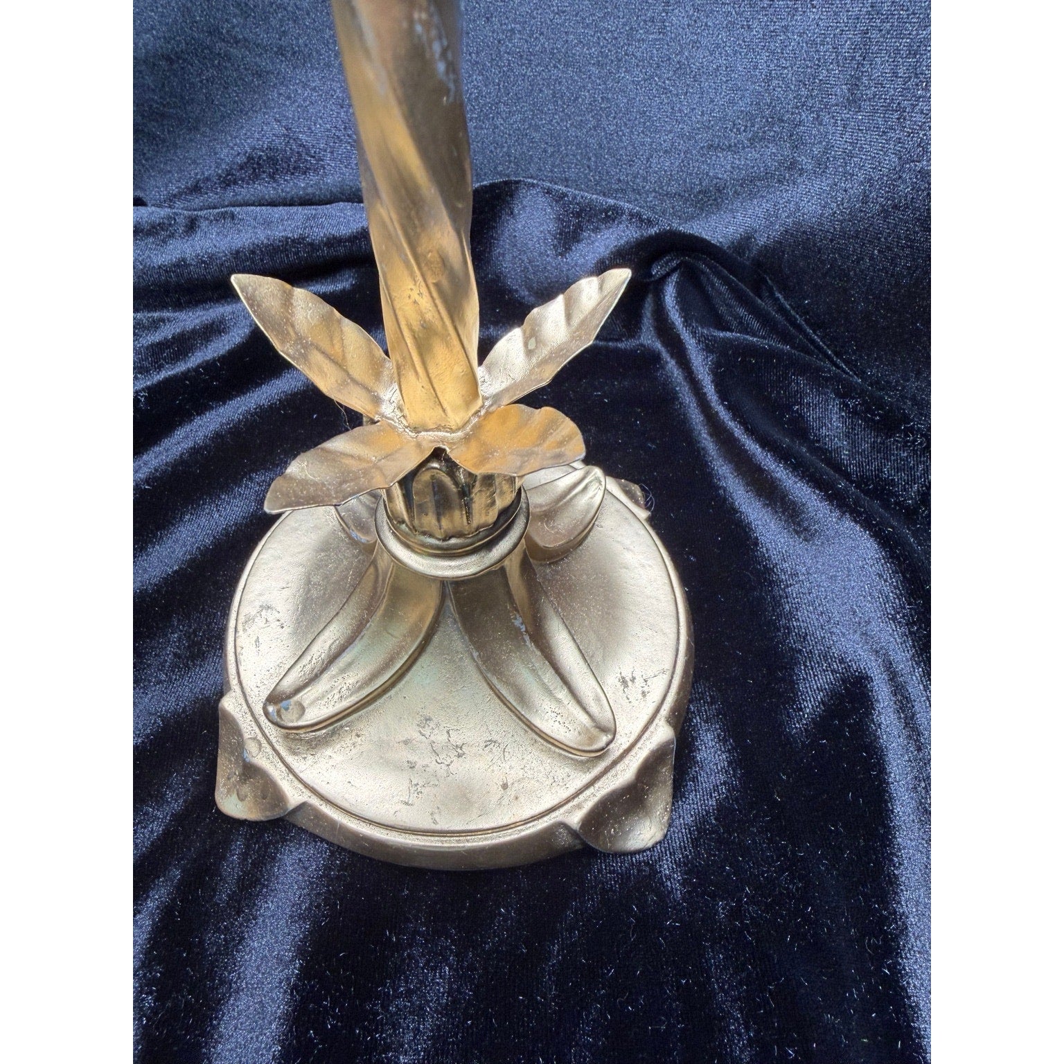 Hollywood Regency Crystal Prism Candlestick Set Gold Floral Candle Holders