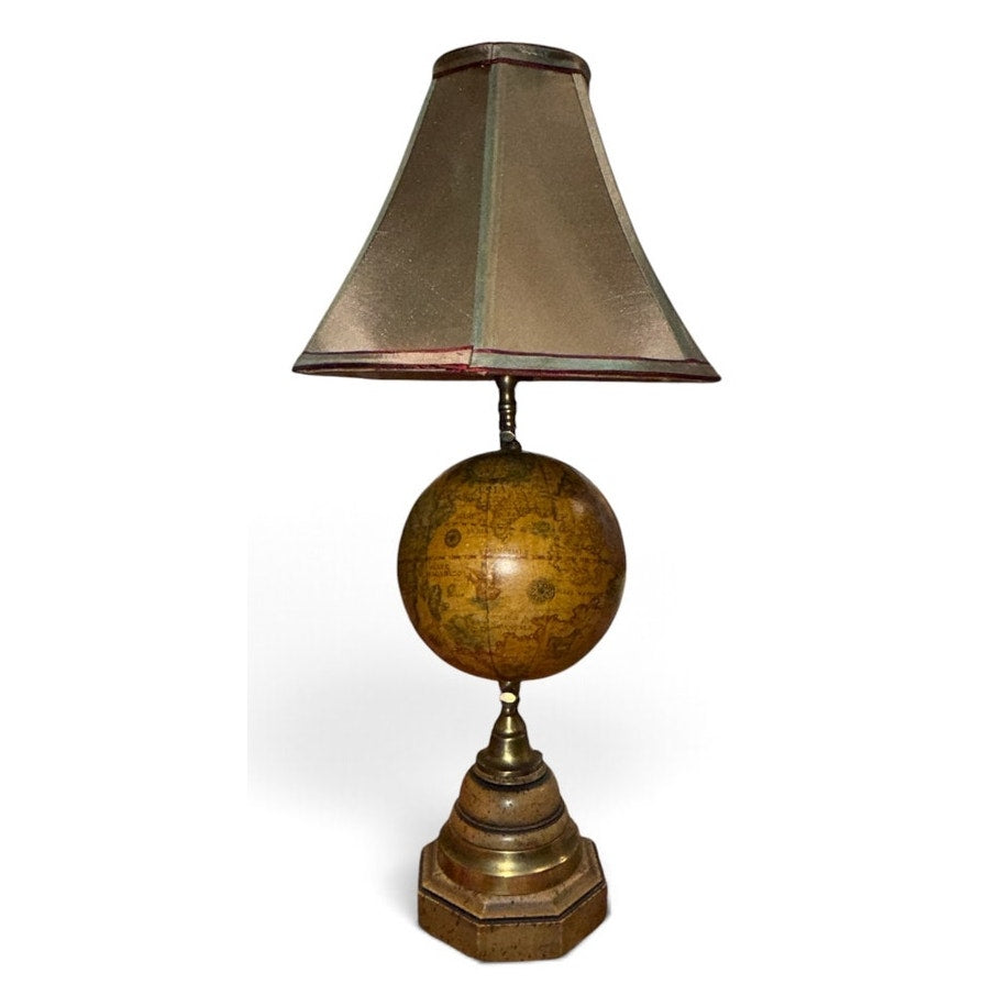 Vintage Old World Globe Table Lamp Antiqued Brass Library Decor 24 Inch