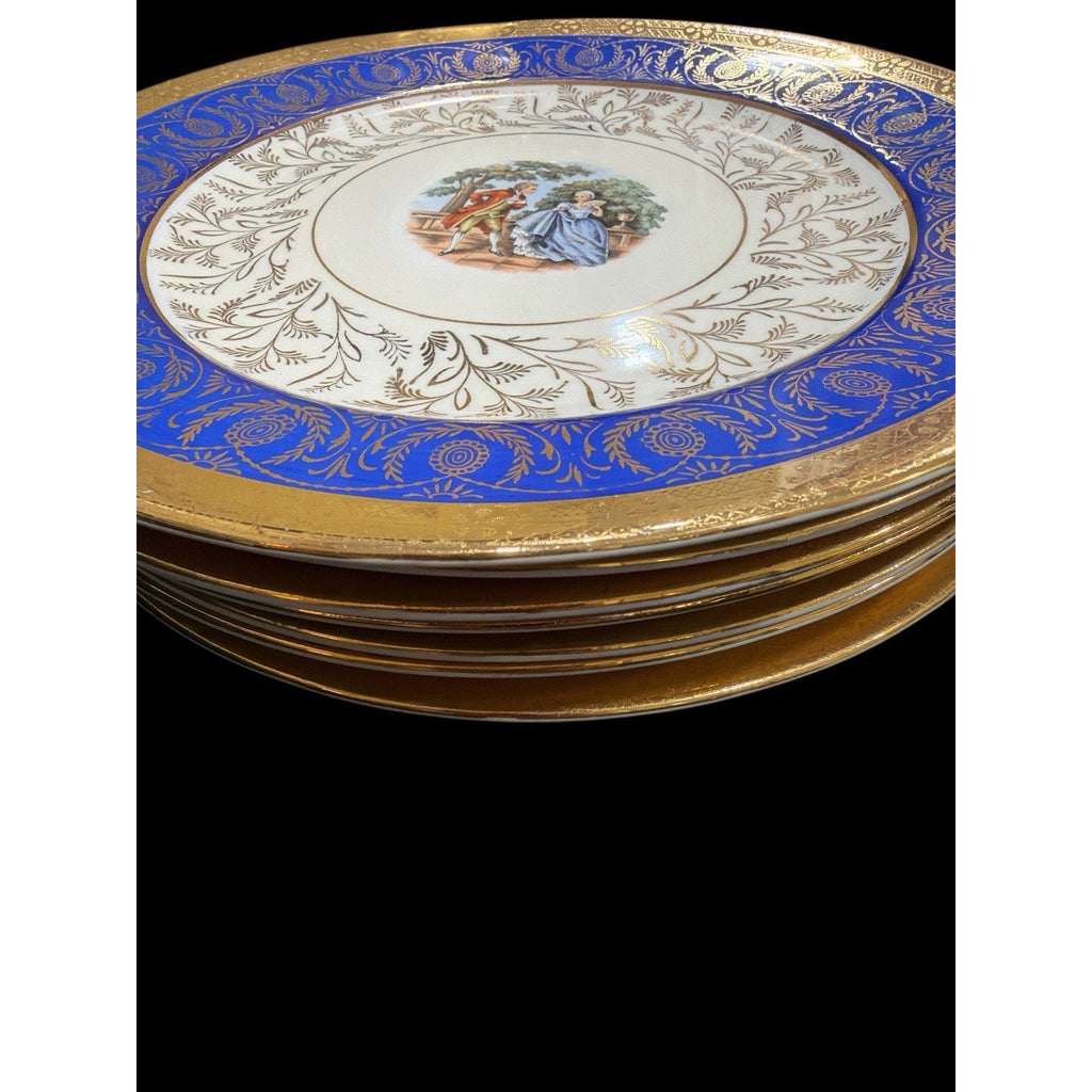 Vintage Taylor Smith & Taylor Bromley Dinner Plates Set of 8 22K Gold