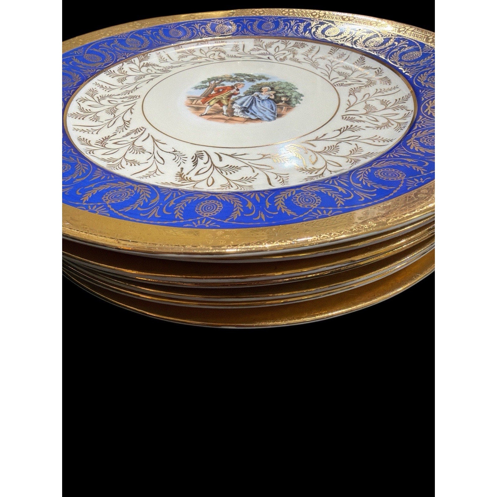 Vintage Taylor Smith & Taylor Bromley Dinner Plates Set of 8 22K Gold