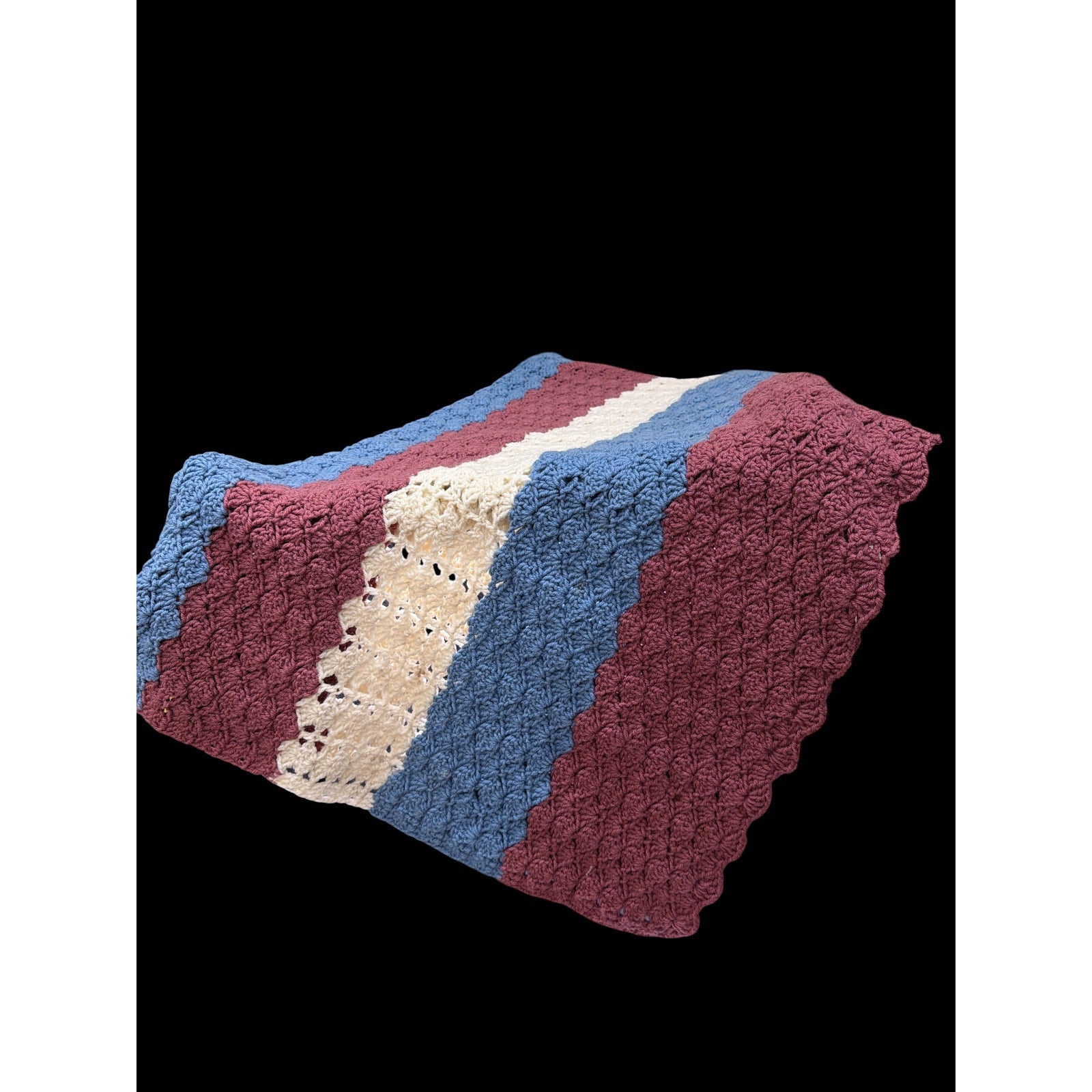 Vintage Handmade Crocheted Lap Afghan Throw Thrima Lane 56 x 42 Cottage Decor