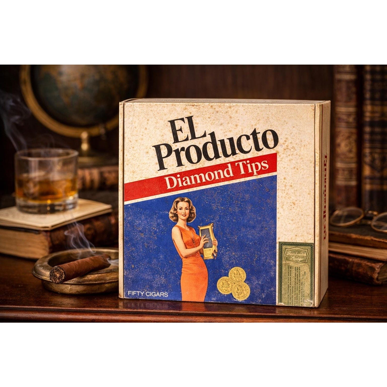 Vintage El Producto Diamond Tips Cigar Box 1950s Tobacciana