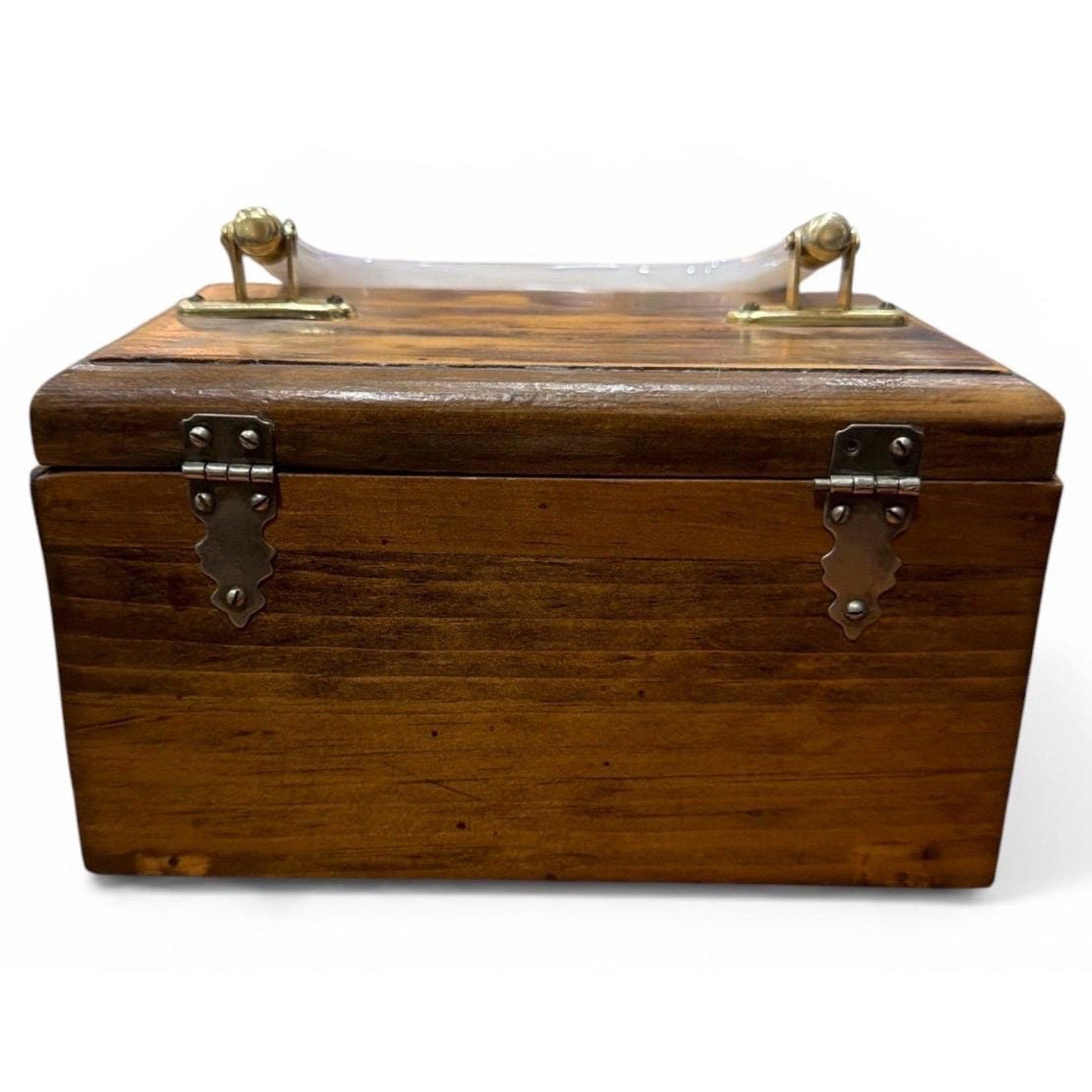Vintage Wooden Box Purse with Pearl Lucite Handle – Mid Century Style Bag