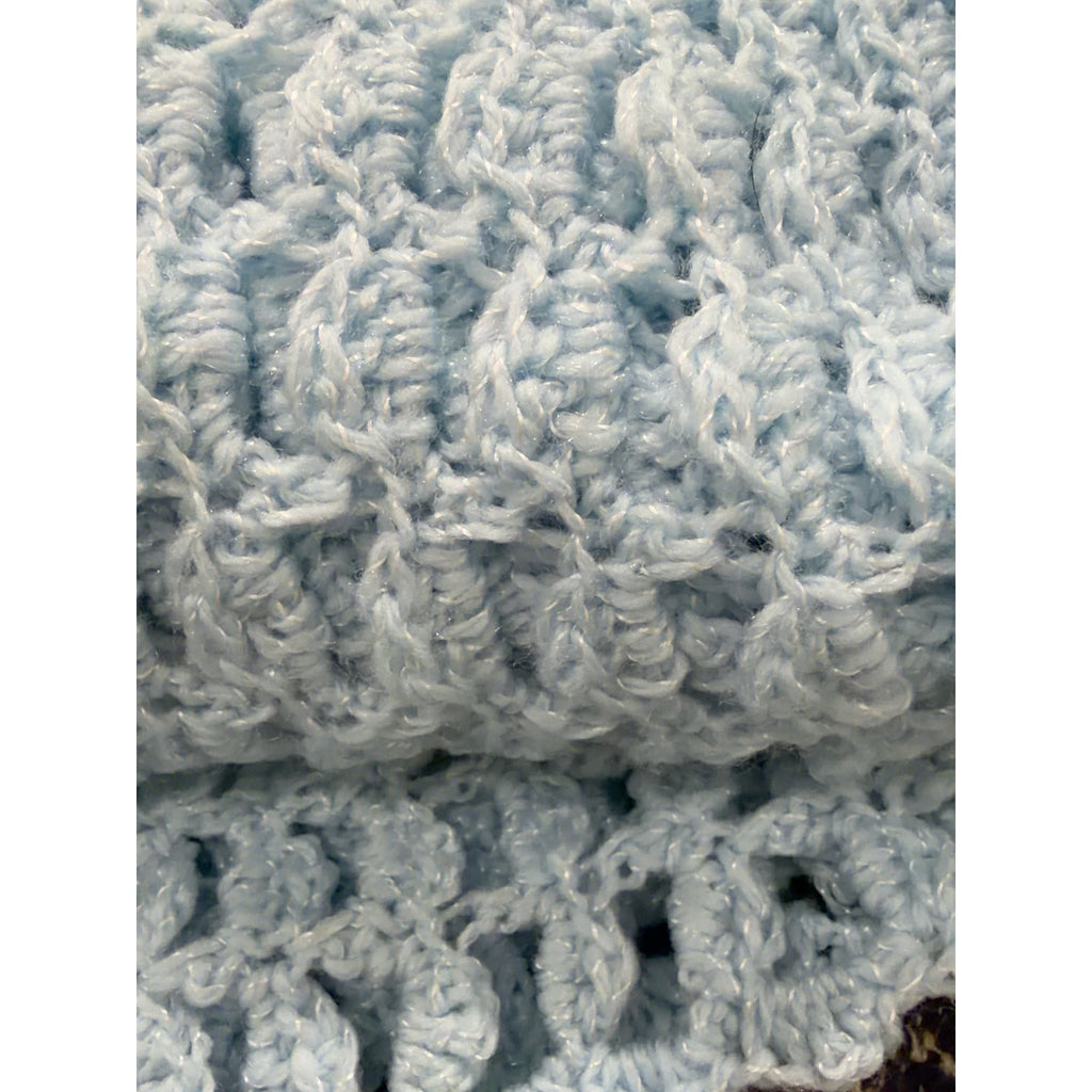 Handmade Baby Blue Crochet Baby Blanket Shell Stitch Receiving Afghan 25 x 42 – additional view 5