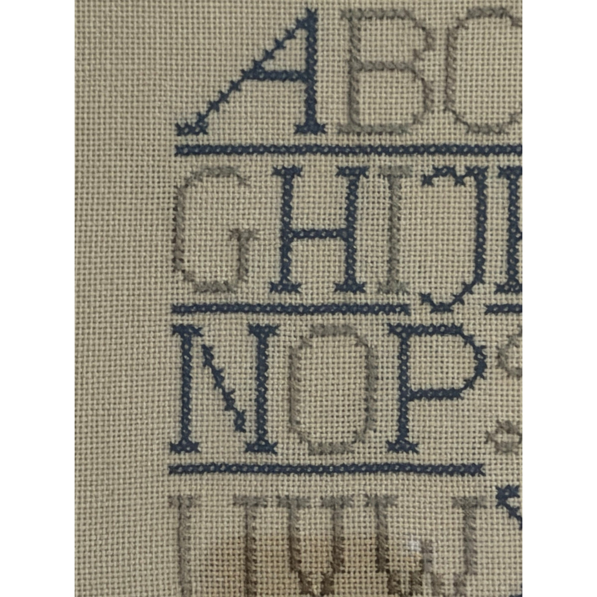 Vintage Cross Stitch Alphabet Sampler Framed Needlework Folk Art Hearts 8x10 – additional view 3