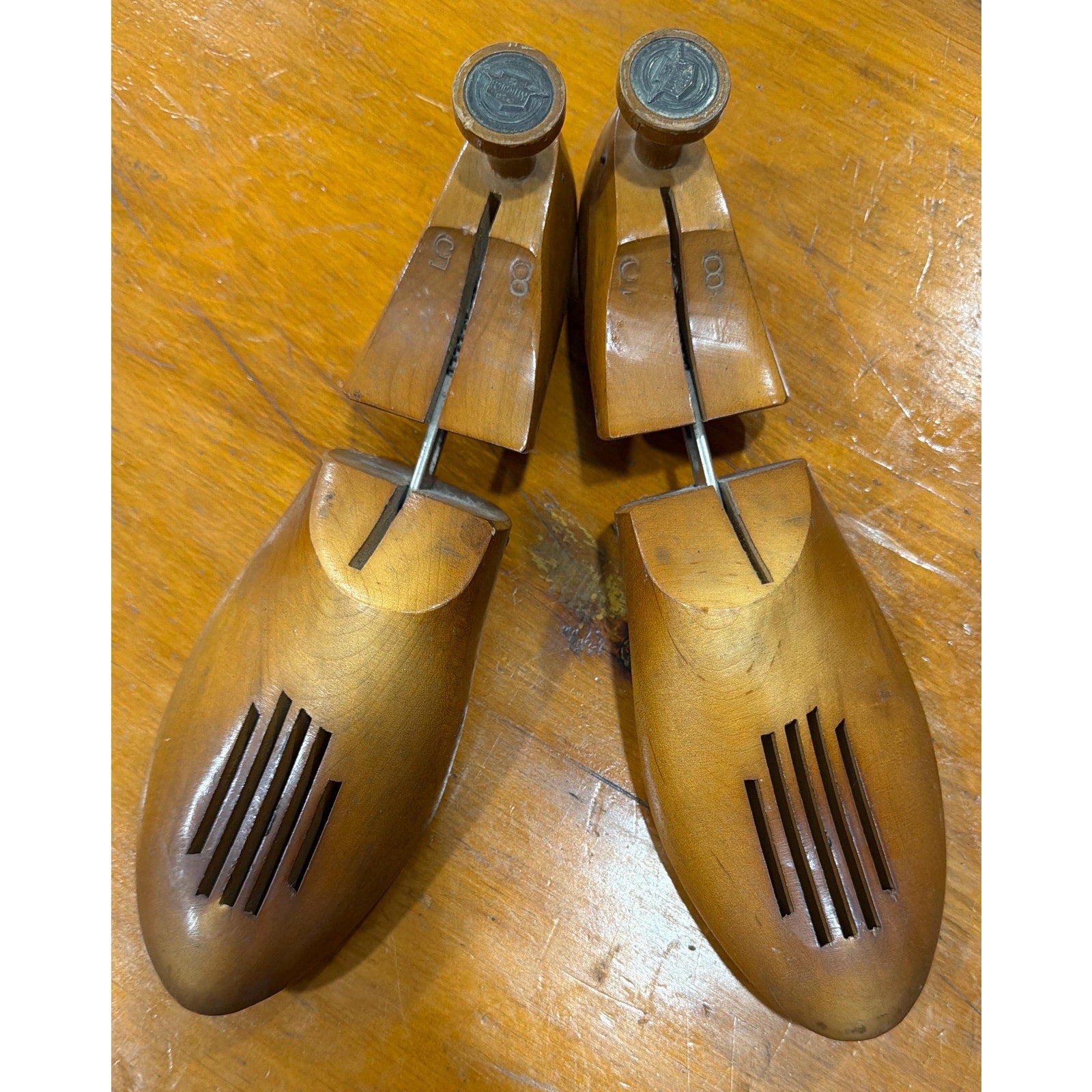 Primitive Wood Wall Rack Shoe Forms Farmhouse Decor Expandable Hanger Vintage