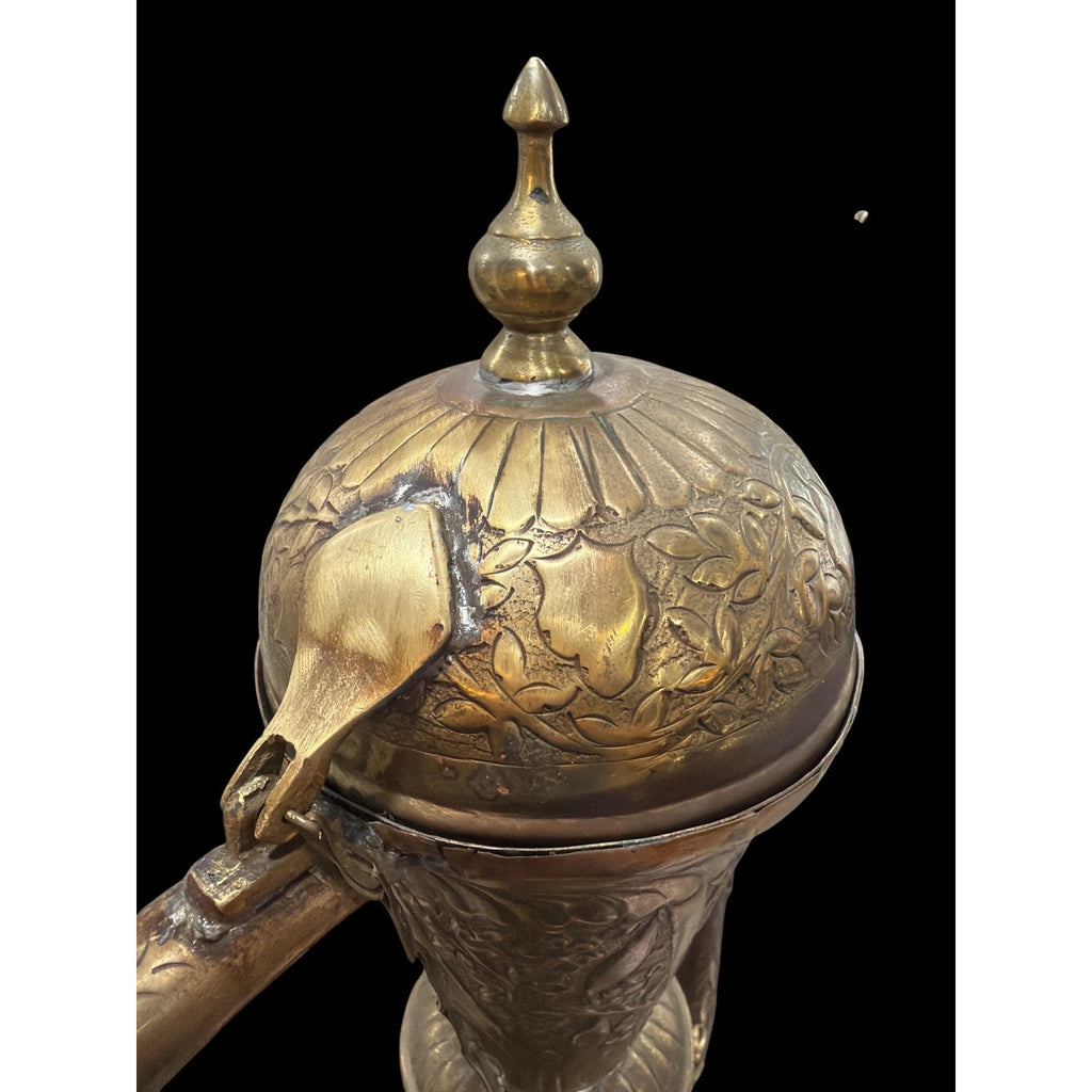 Monumental Vintage Brass Ewer Urn | 28" Hand-Worked Brass & Copper Vessel