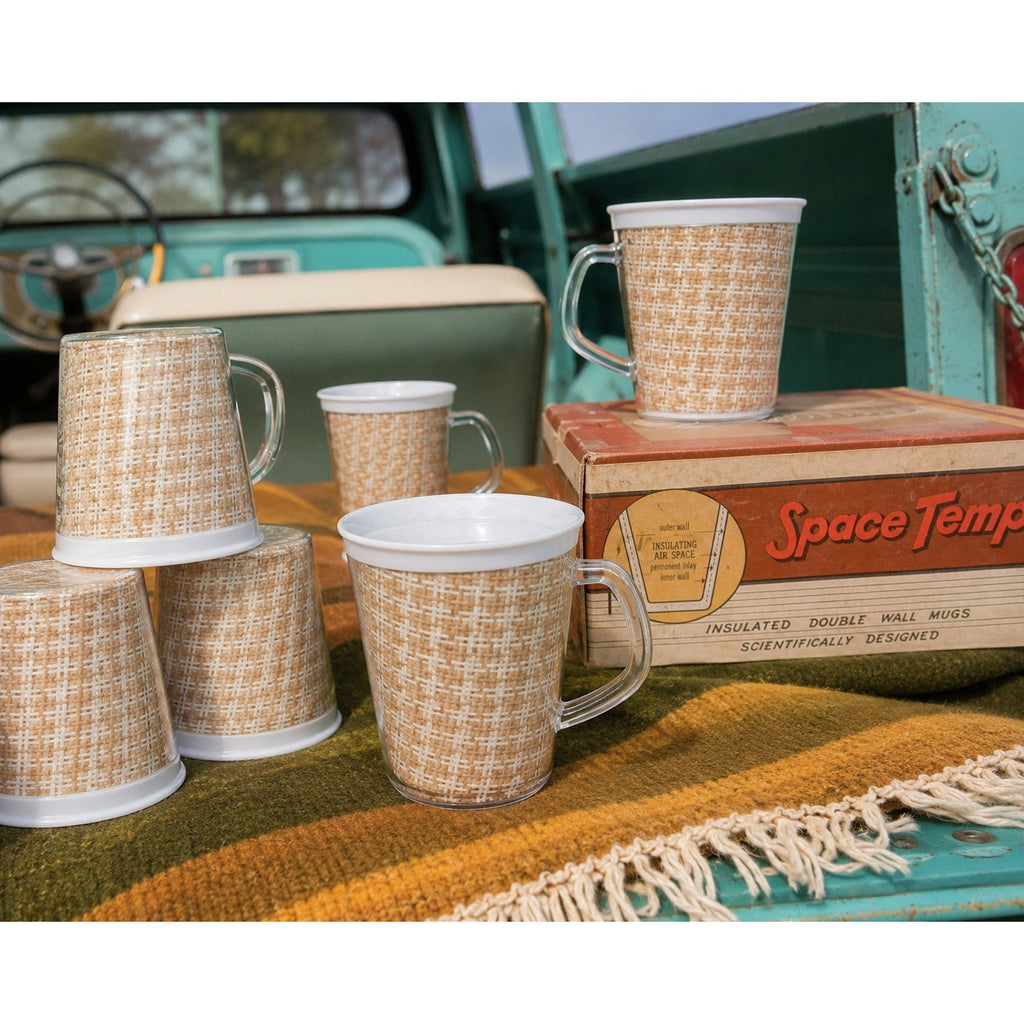 Vintage Space Temp Insulated Mug Set of 6 in Box Mid Century Hong Kong