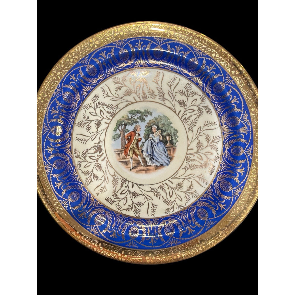 Vintage TST Bromley Salad Plates Set of 7 Cobalt Blue 22K Gold Taylor Smith