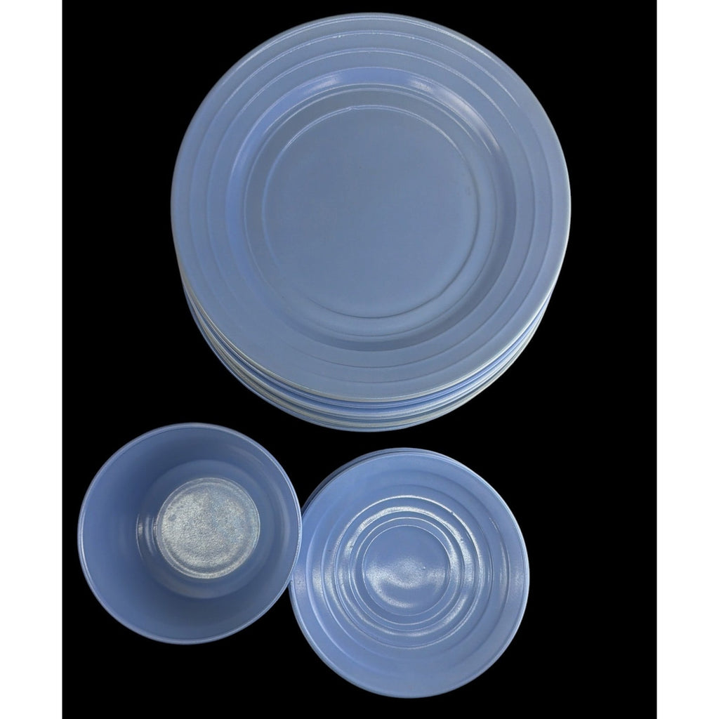 Hazel Atlas Moderntone Pastel Blue Platonite Dinnerware Lot 14 Pieces